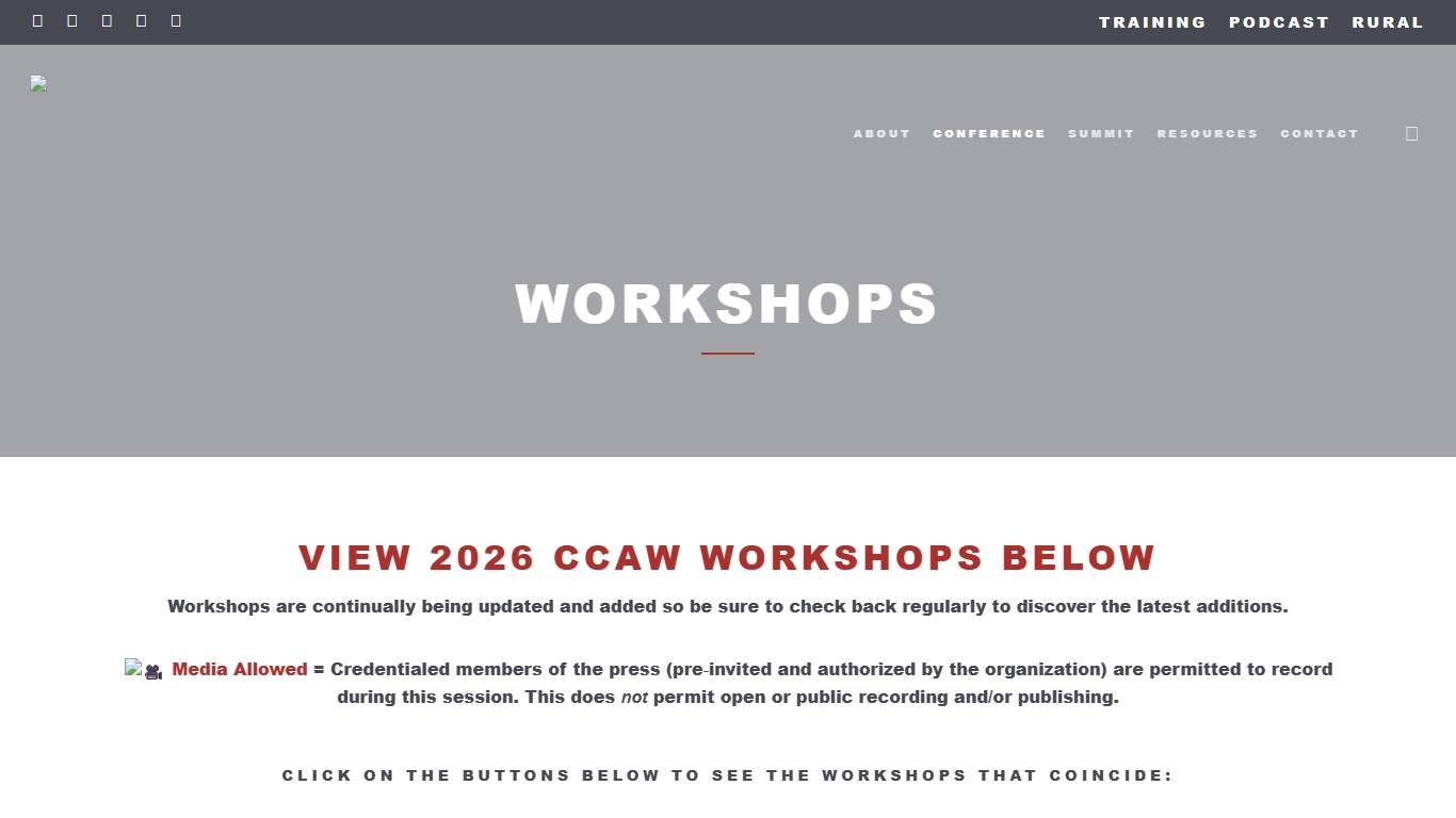 2026 Workshops CCAW